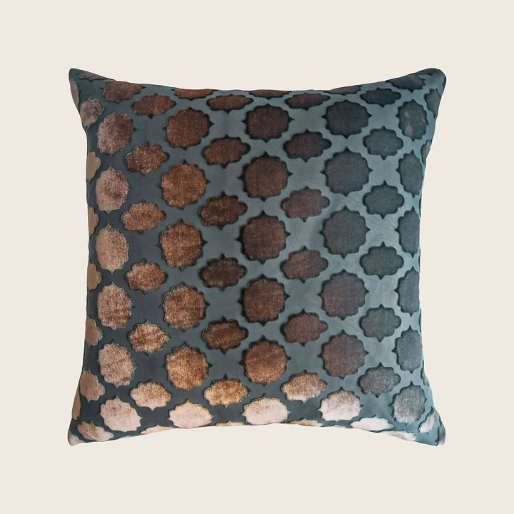 Mod Fretwork Velvet Pillow, Gunmetal