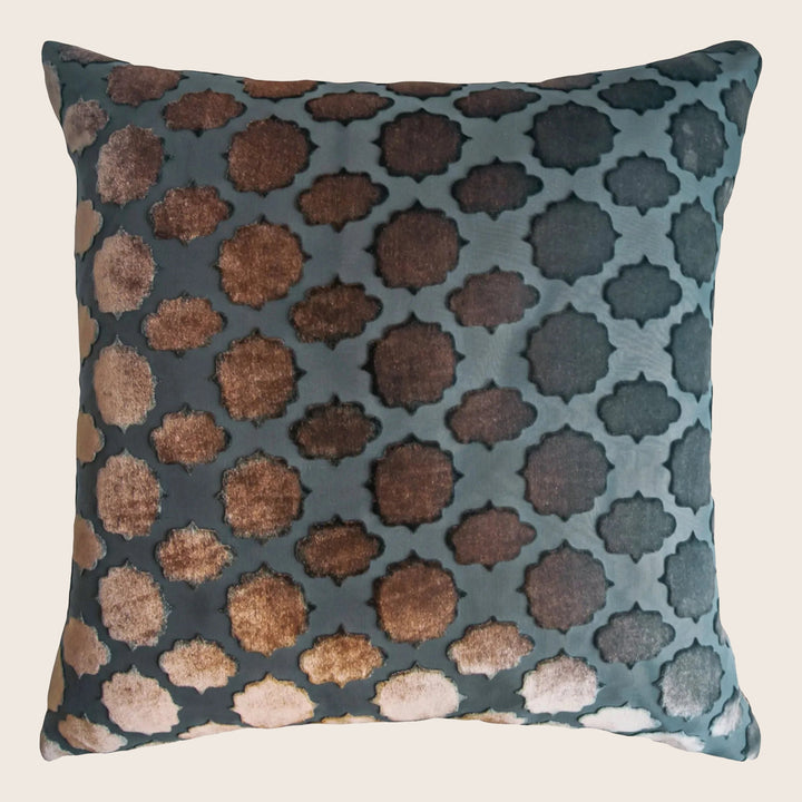 Mod Fretwork Velvet Pillow, Gunmetal