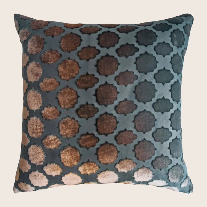 Mod Fretwork Velvet Pillow, Gunmetal