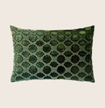Mod Fretwork Velvet Pillow, Evergreen