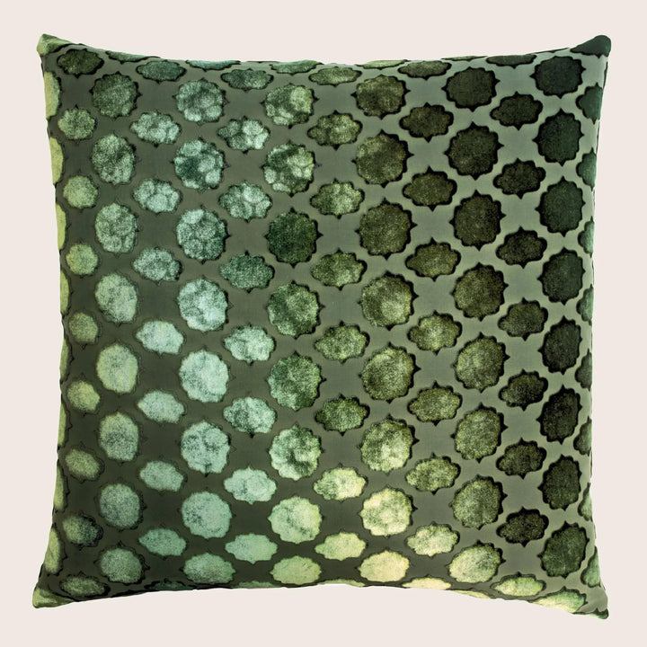 Mod Fretwork Velvet Pillow, Evergreen