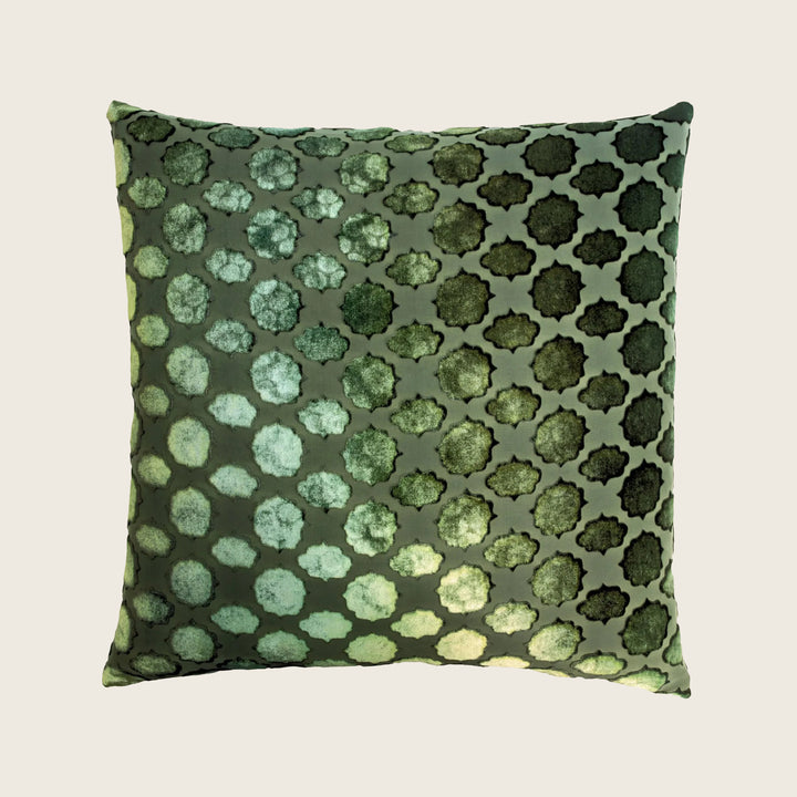 Mod Fretwork Velvet Pillow, Evergreen