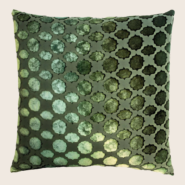 Mod Fretwork Velvet Pillow, Evergreen