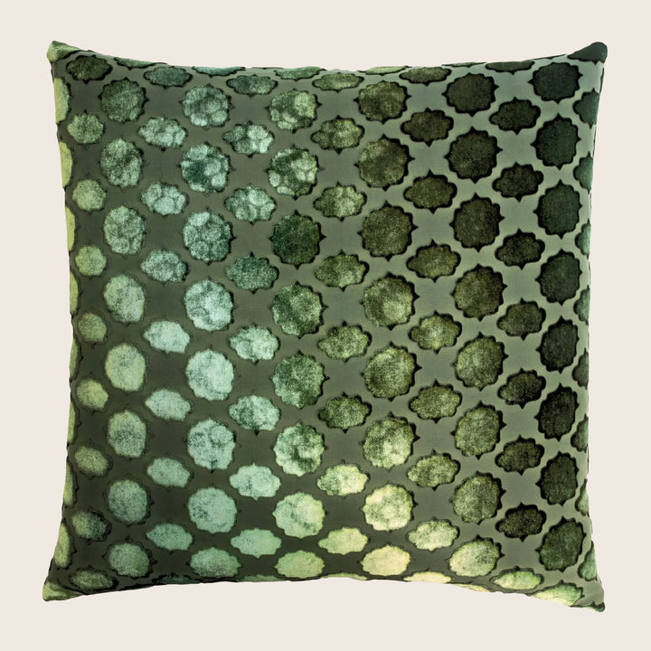 Mod Fretwork Velvet Pillow, Evergreen