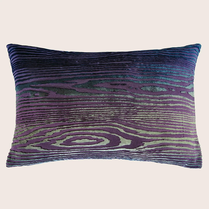 Woodgrain Velvet Pillow, Peacock