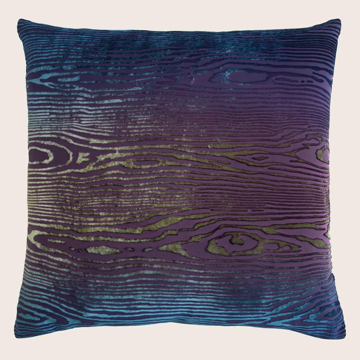 Woodgrain Velvet Pillow, Peacock