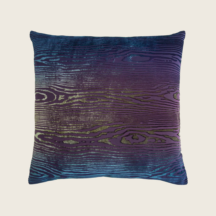 Woodgrain Velvet Pillow, Peacock