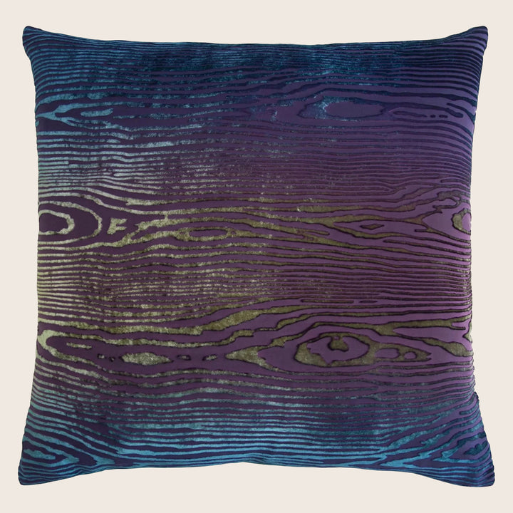 Woodgrain Velvet Pillow, Peacock