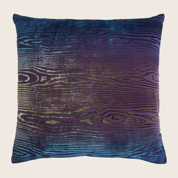 Woodgrain Velvet Pillow, Peacock