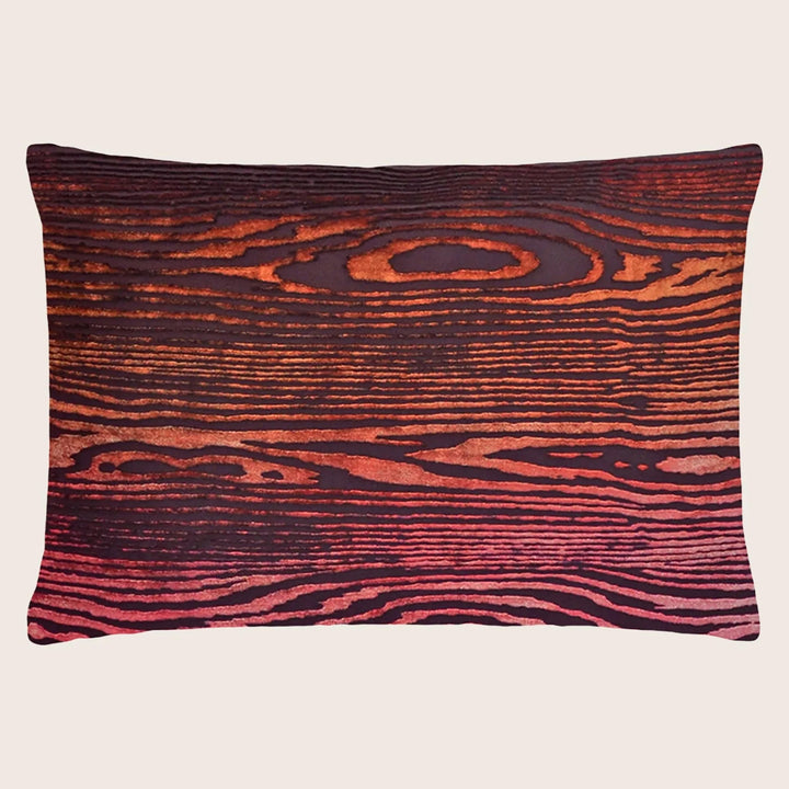 Woodgrain Velvet Pillow, Wildberry
