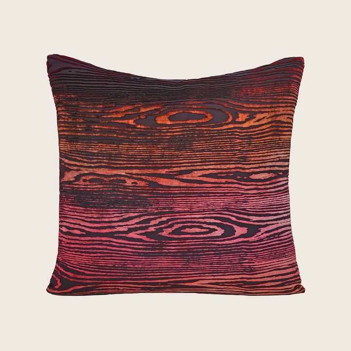 Woodgrain Velvet Pillow, Wildberry