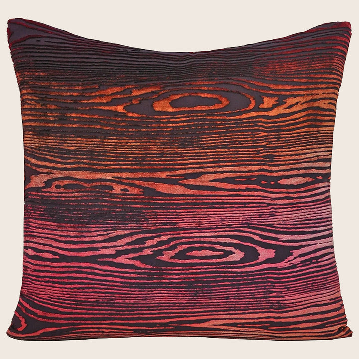 Woodgrain Velvet Pillow, Wildberry
