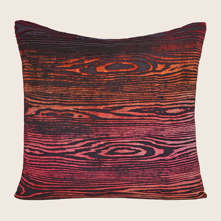 Woodgrain Velvet Pillow, Wildberry