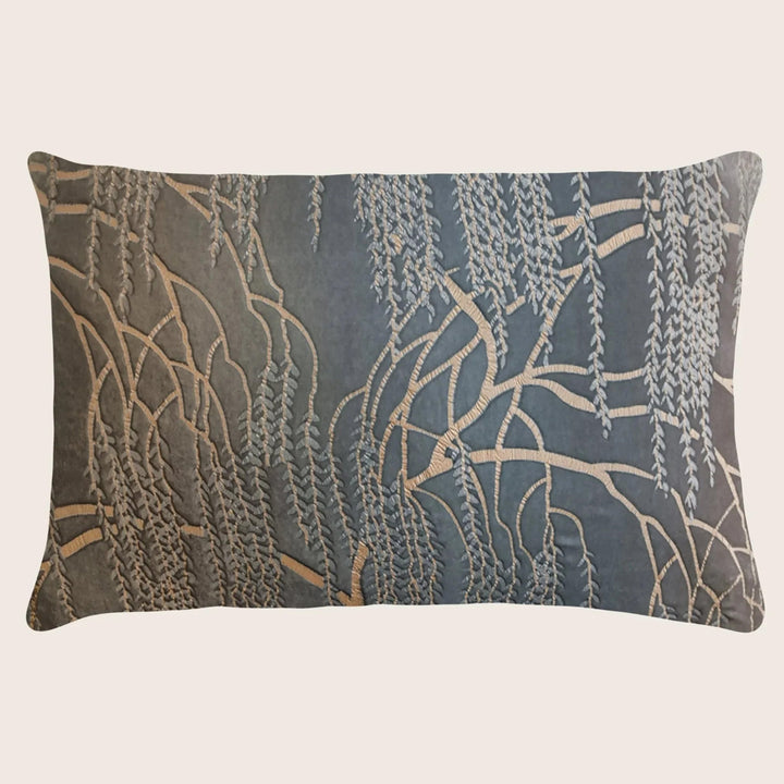 Willow Metallic Velvet Pillow, Gunmetal