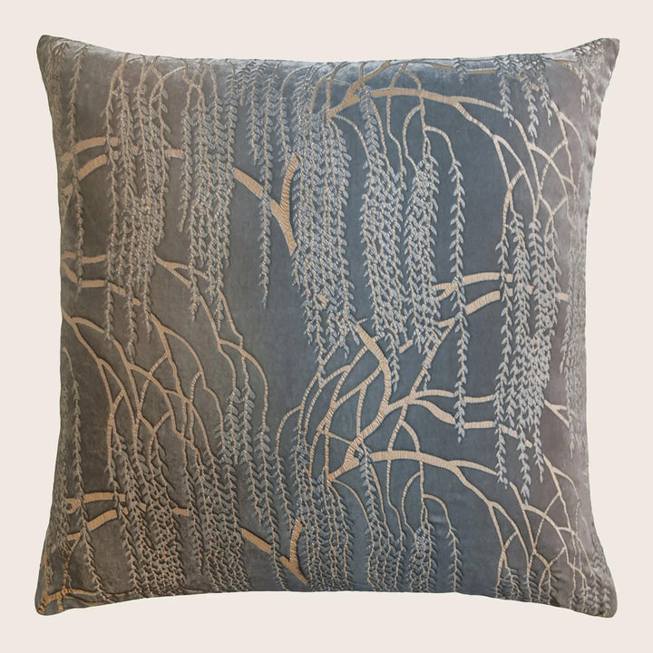 Willow Metallic Velvet Pillow, Gunmetal
