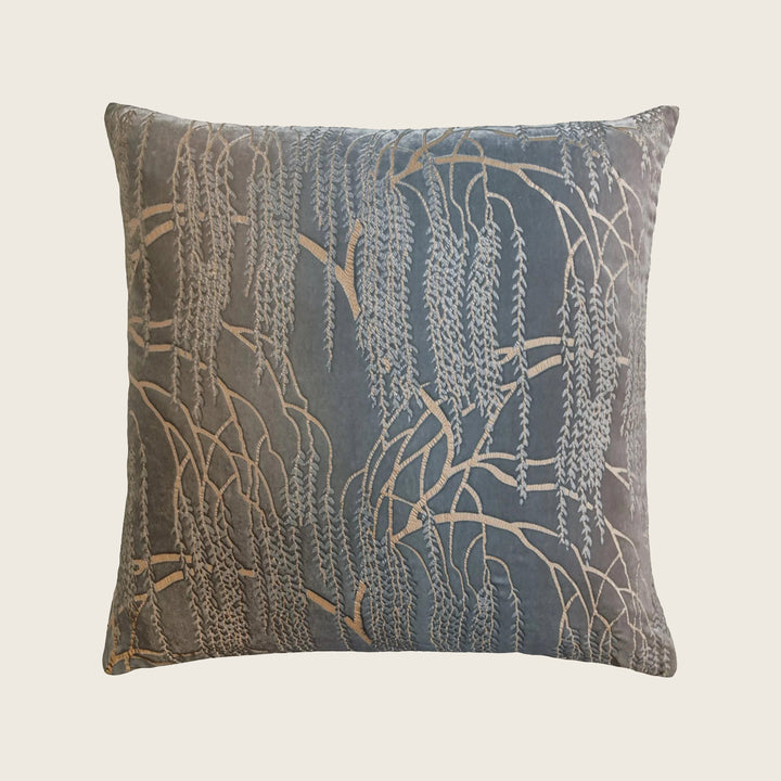 Willow Metallic Velvet Pillow, Gunmetal