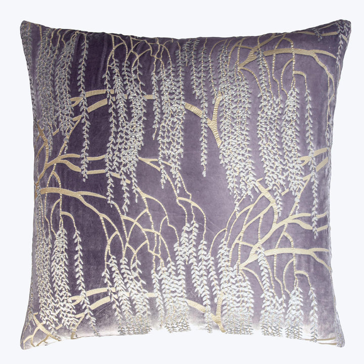 Willow Metallic Velvet Pillow, Thistle