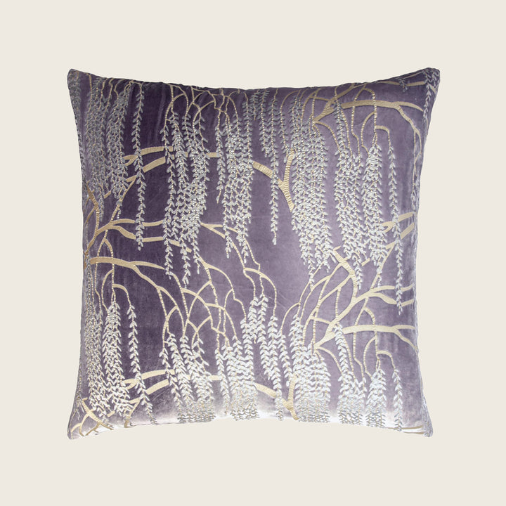 Willow Metallic Velvet Pillow, Thistle