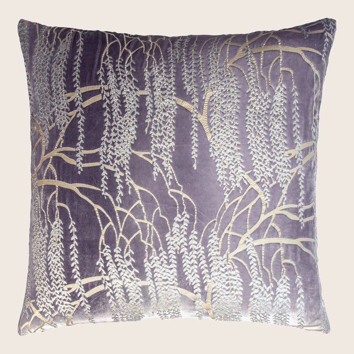 Willow Metallic Velvet Pillow, Thistle