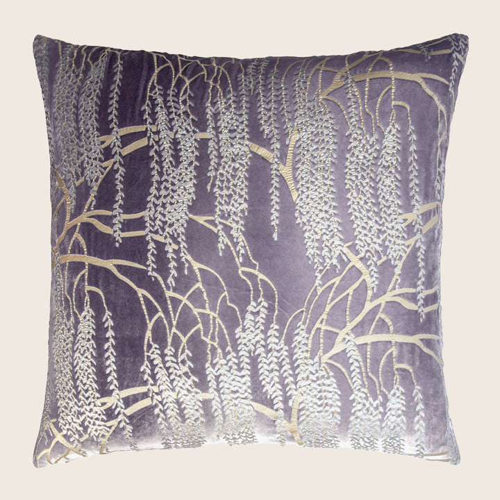 Willow Metallic Velvet Pillow, Thistle