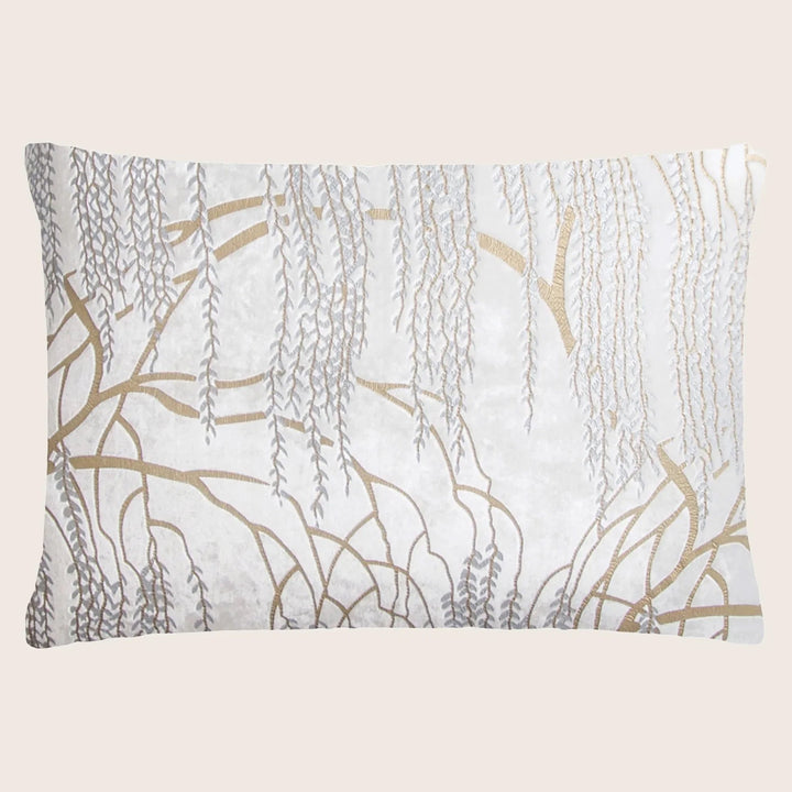Willow Metallic Velvet Pillow, White
