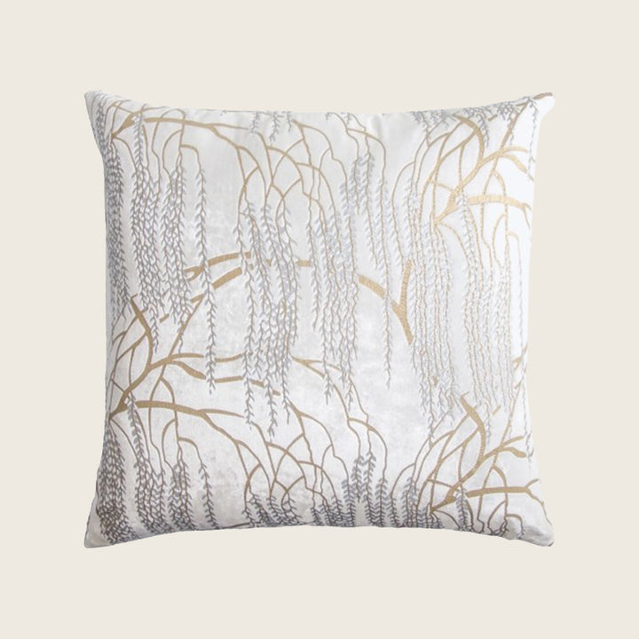 Willow Metallic Velvet Pillow, White