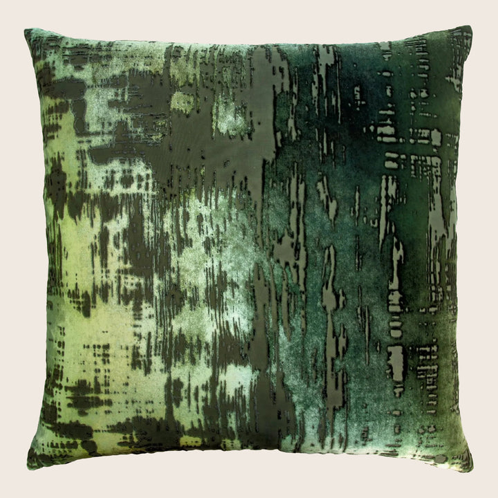 Brushstroke Velvet Pillow, Evergreen