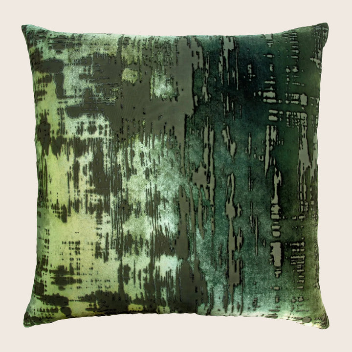 Brushstroke Velvet Pillow, Evergreen