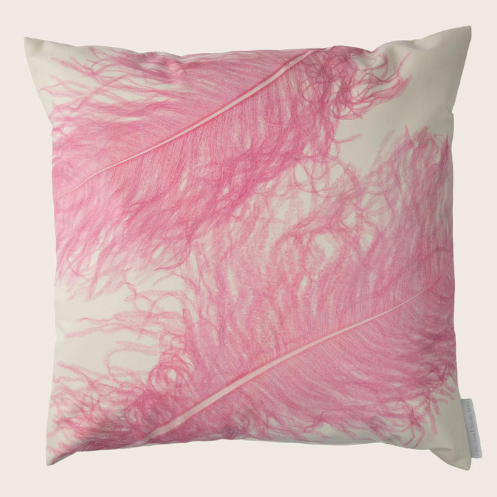 Plume Rose Finch Ivoire Eco Suede Pillow
