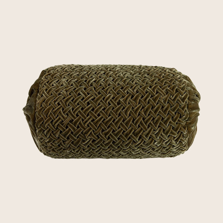 Basket Weave Silk Velvet Bolster Pillow
