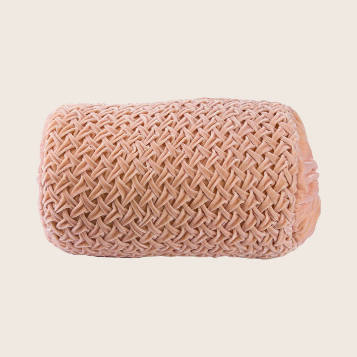 Basket Weave Silk Velvet Bolster Pillow