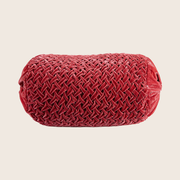 Basket Weave Silk Velvet Bolster Pillow