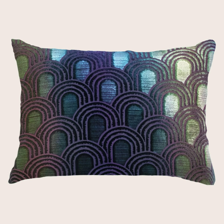 Endless Velvet Lumbar Pillow Peacock