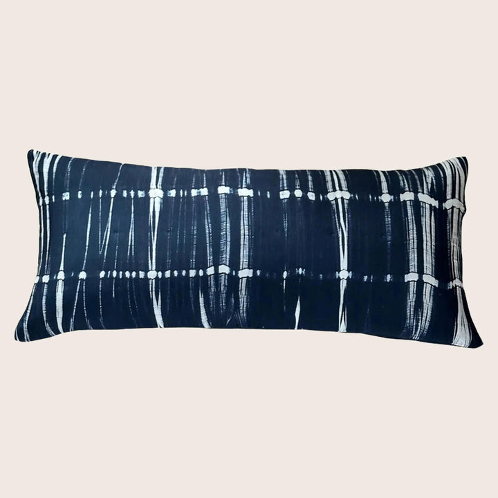 Shibori Waves Silk Lumbar Pillow 16x36
