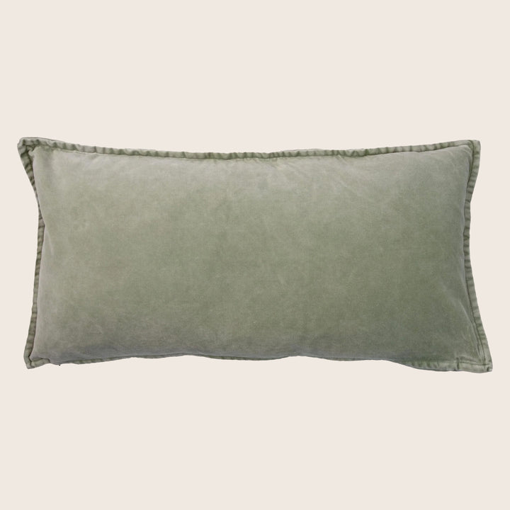 Pip Washed Velvet Green Pillow