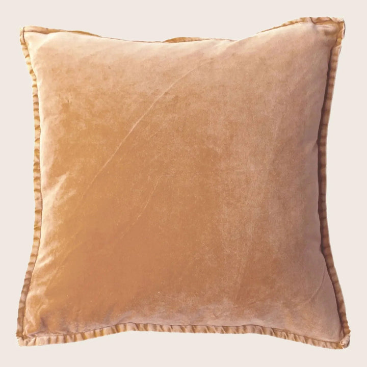 Pip Washed Velvet Caramel Pillow