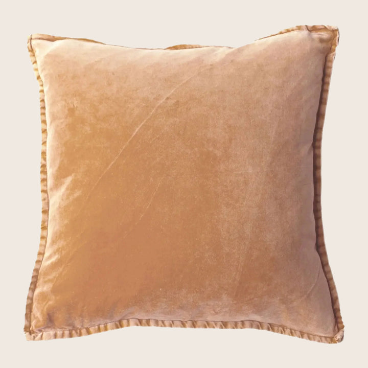 Pip Washed Velvet Caramel Pillow