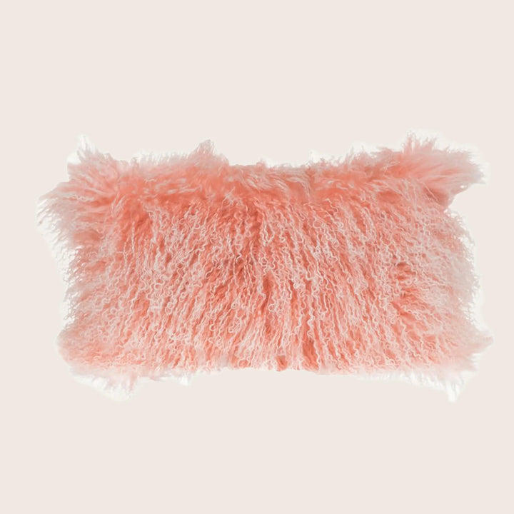 Mongolian Fur Pillow, Rose Quartz