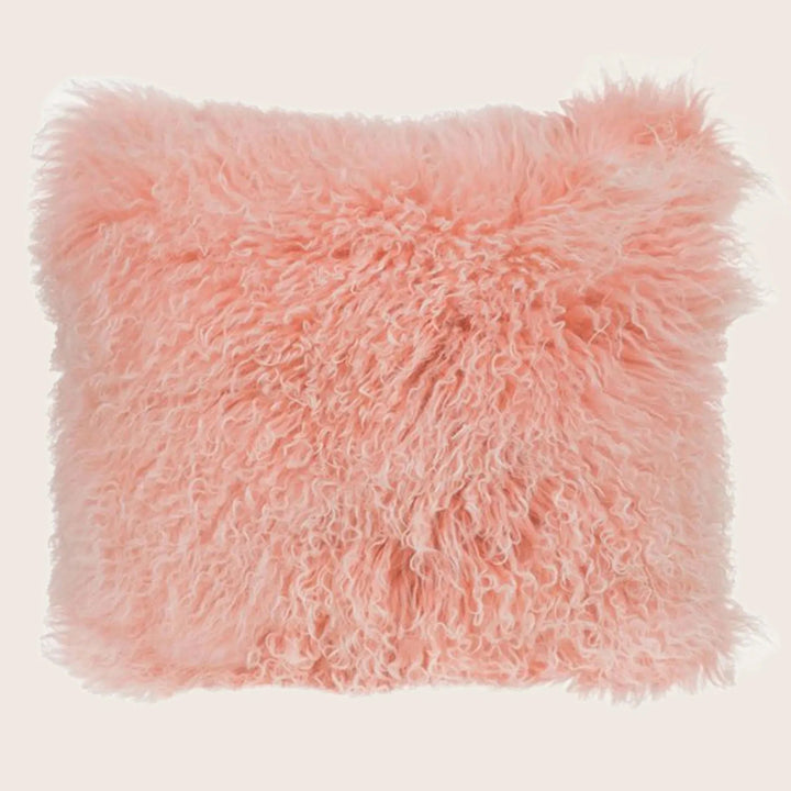 Mongolian Fur Pillow, Rose Quartz