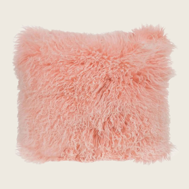 Mongolian Fur Pillow, Rose Quartz