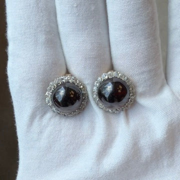 18K Platinum French Antique Garnet and Diamond Earrings, circa 1900