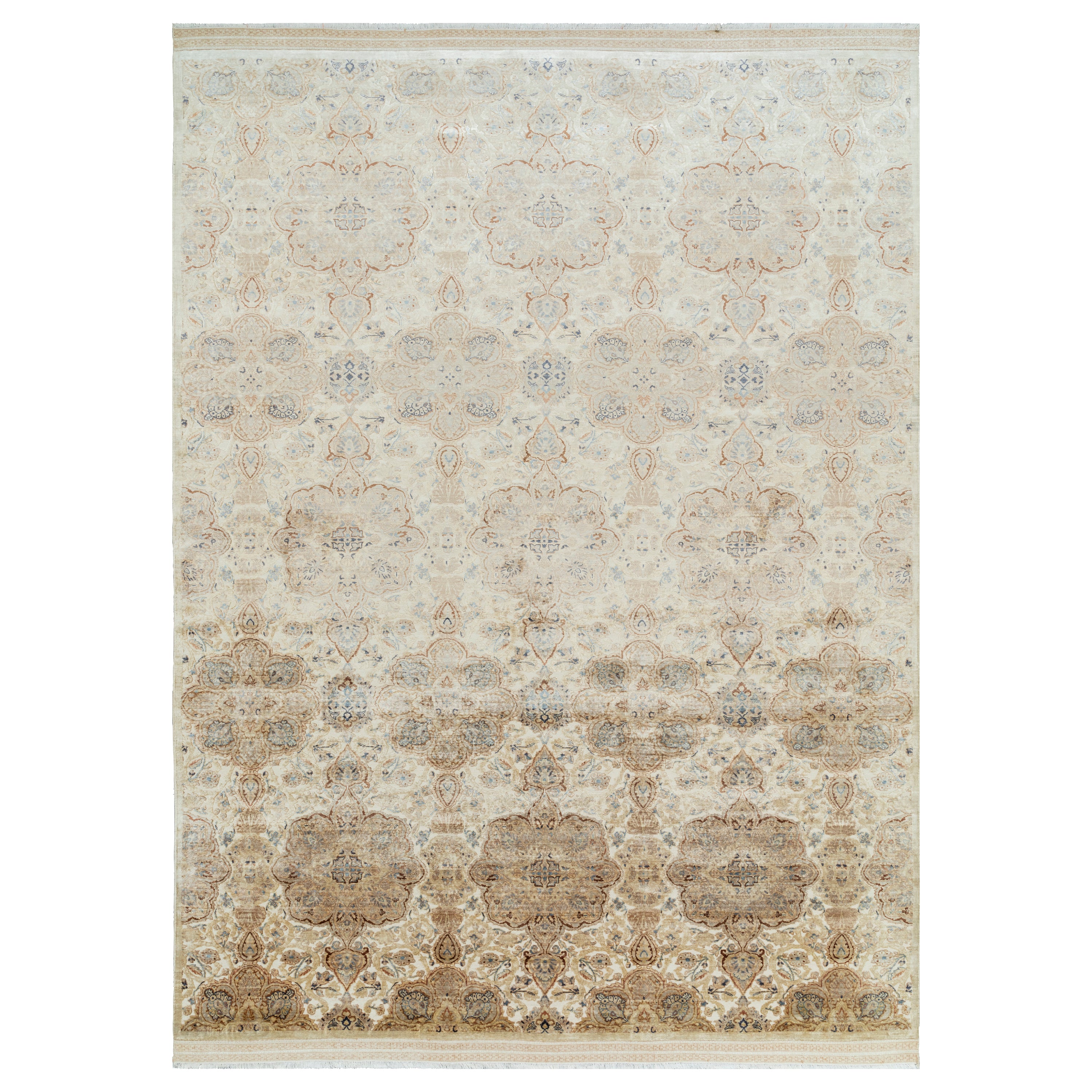 Brown Contemporary Silk Rug - 10' x 14'