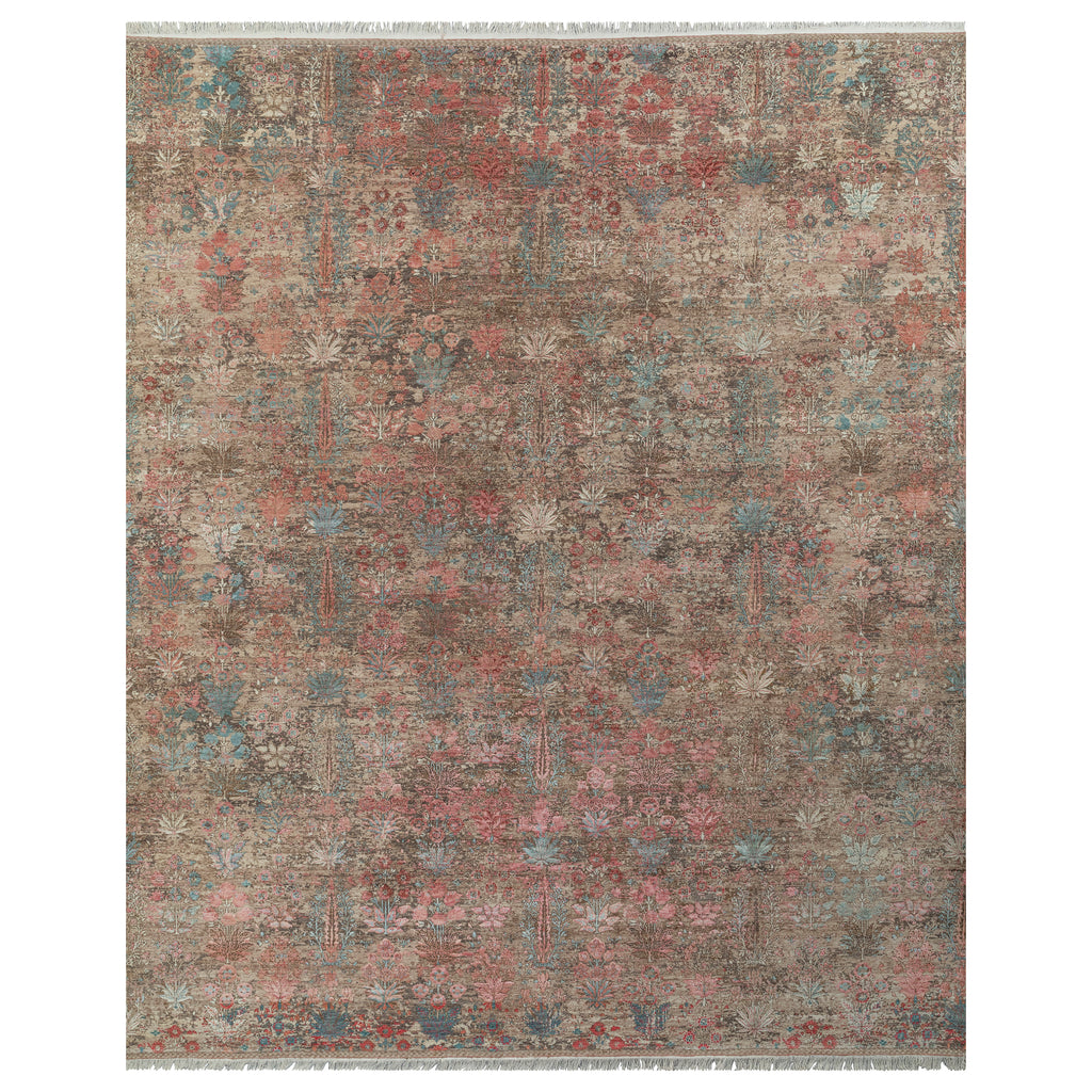 Rust Contemporary Wool Silk Blend Rug - 12' x 15'