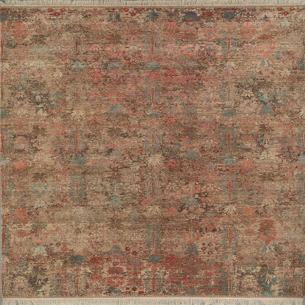 Rust Contemporary Wool Silk Blend Rug - 12' x 15'