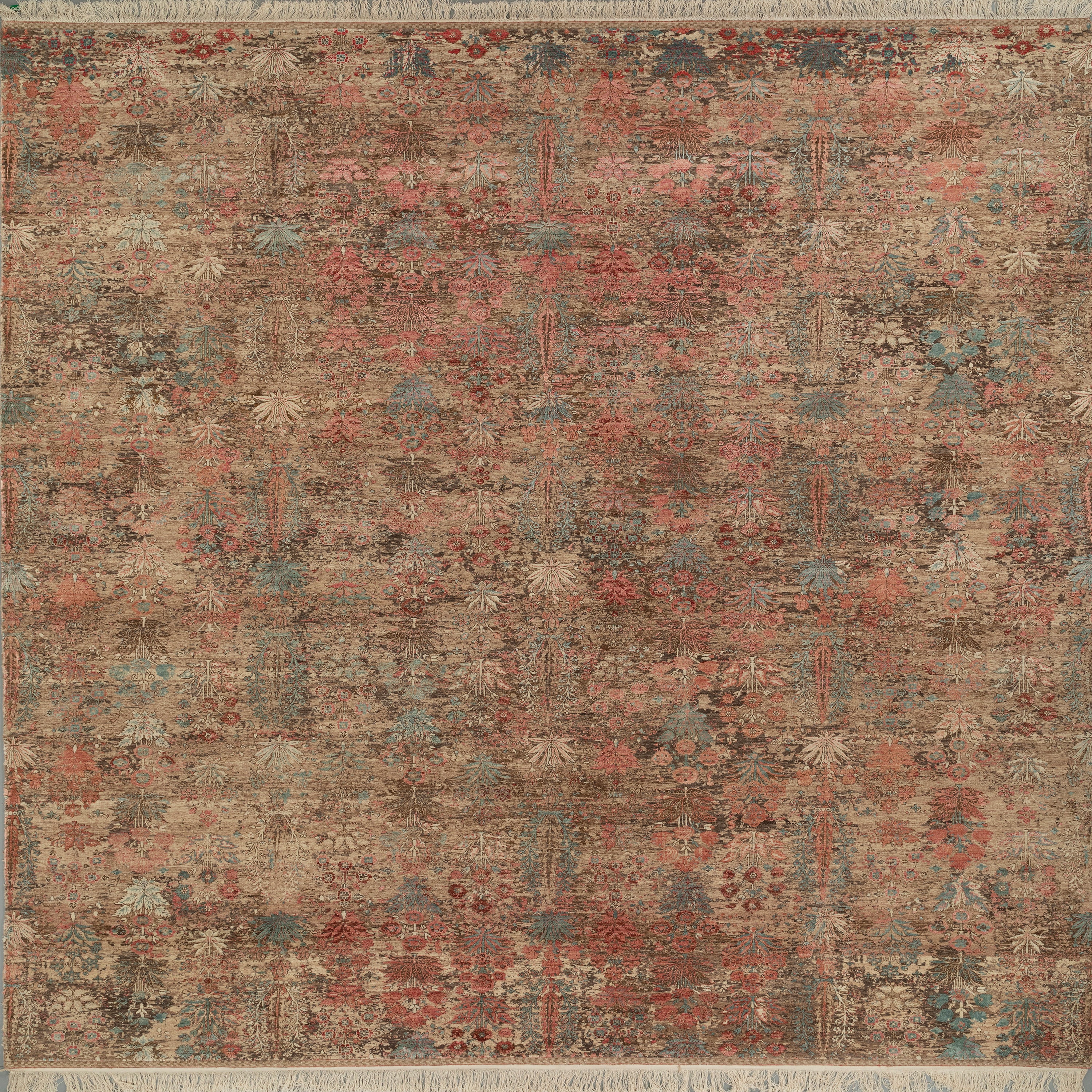 Rust Contemporary Wool Silk Blend Rug - 12' x 15'