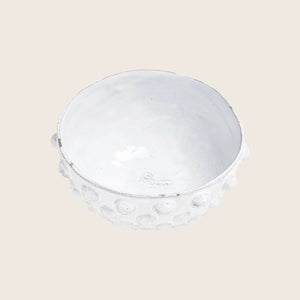 White textured bowl with bubble pattern and rustic edge design. - hover