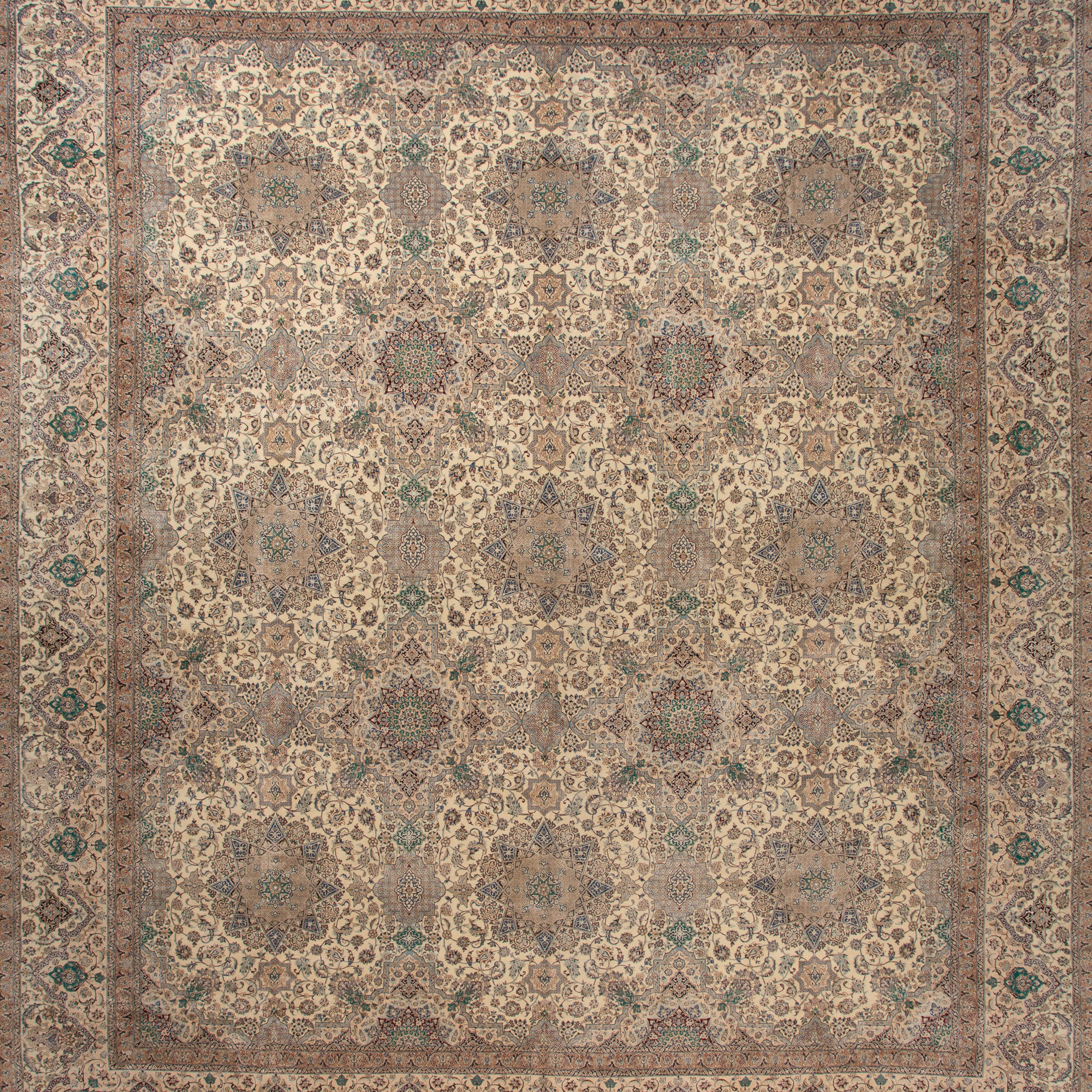 Beige Vintage Traditional Wool Persian Rug - 16'9" x 20'3"