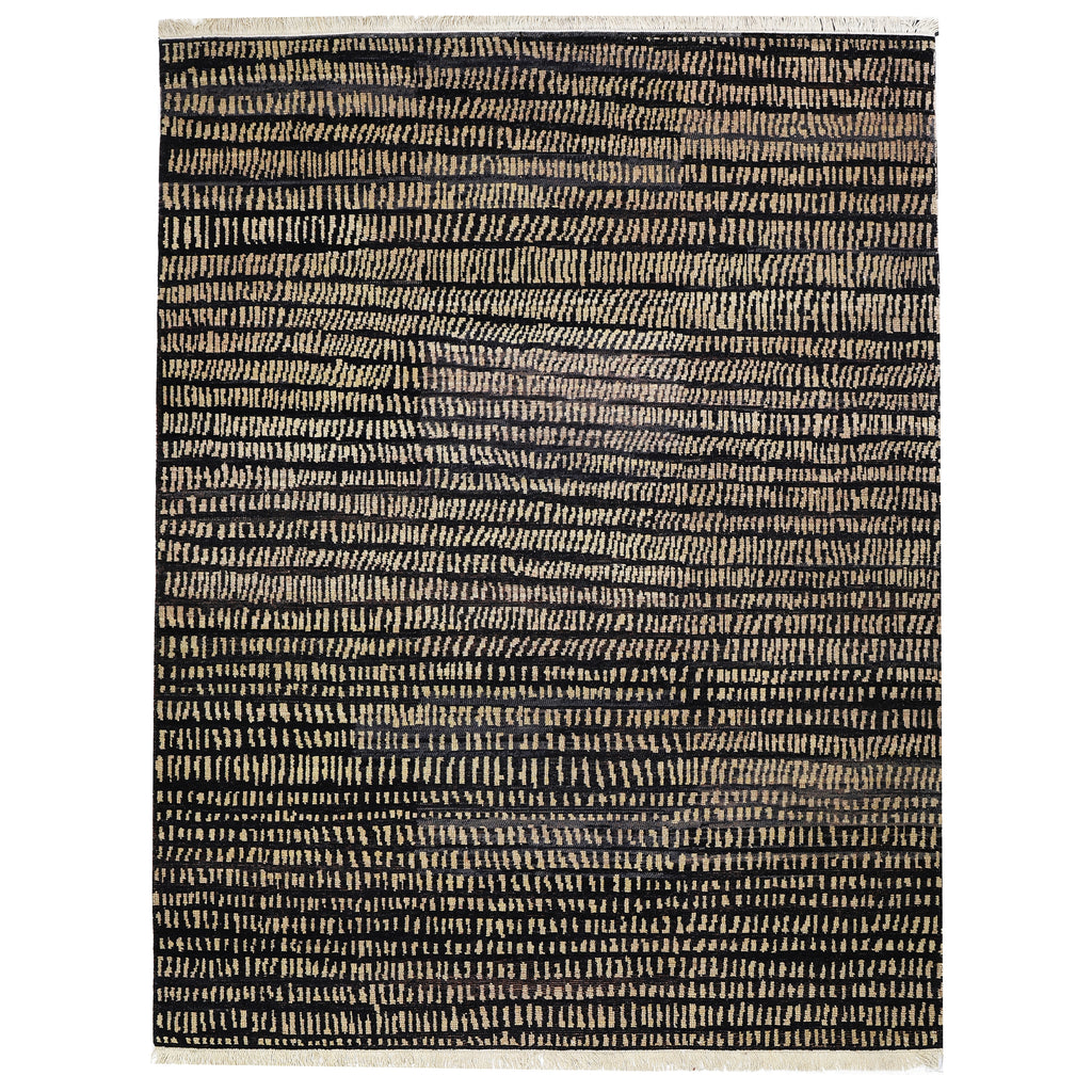 Black and White Alchemy Contemporary Moroccan Wool Rug - 9'3" x 11'9"