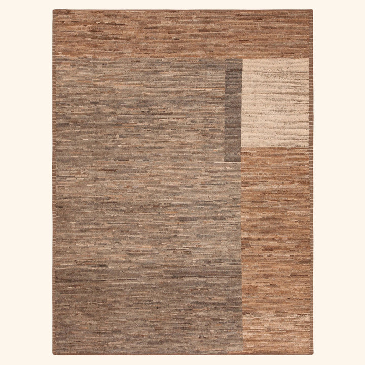 Brown Zameen Contemporary Wool Rug - 7'4' x 9'9"