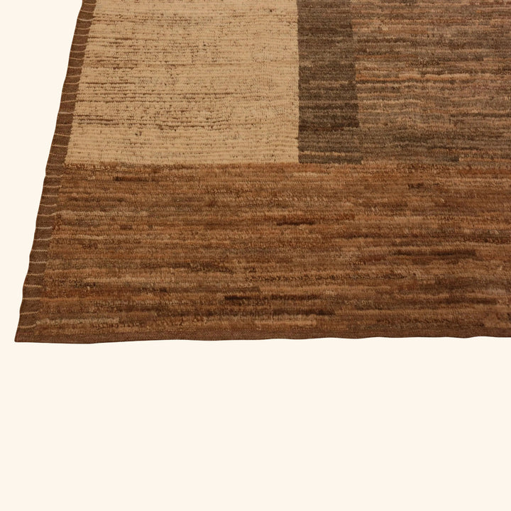 Brown Zameen Contemporary Wool Rug - 7'4' x 9'9"